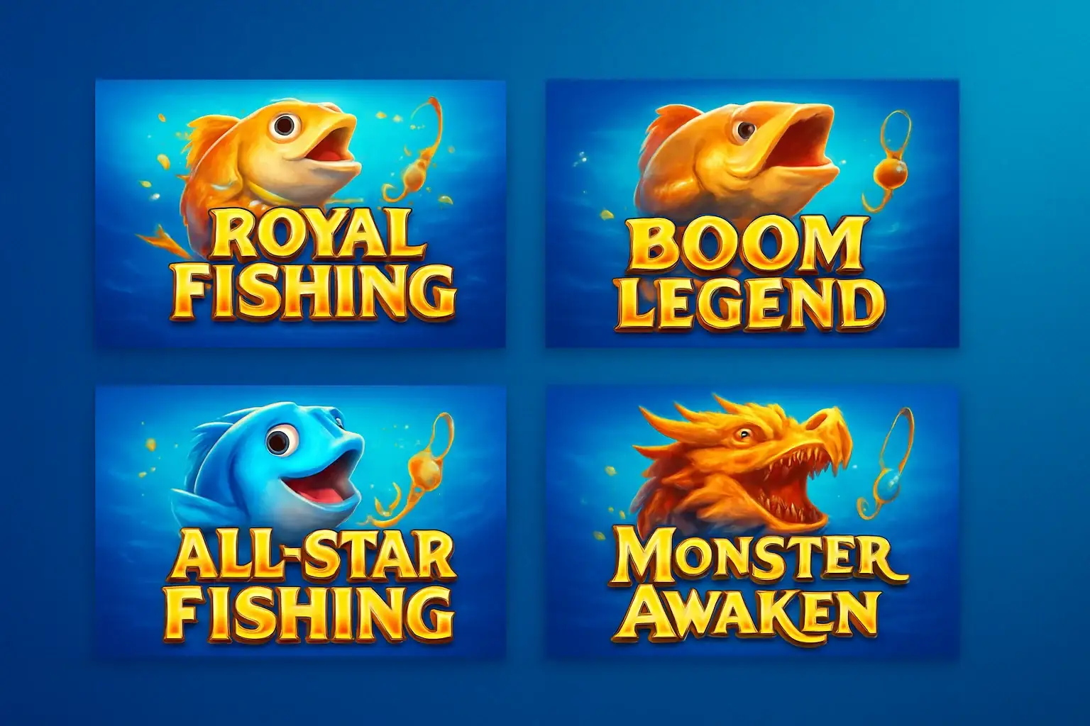 Grid of popular Philippine fishing game thumbnails in vibrant casino ocean colors